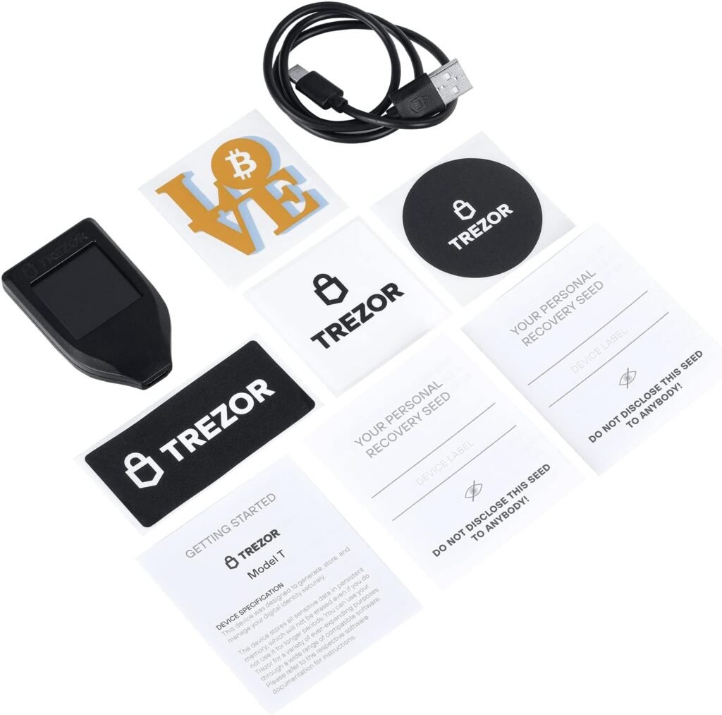 Trezor Model T - Advanced Crypto Hardware Wallet with LCD Touchscreen, Secure Bitcoin  Over 1450 Coins for Maximum Security